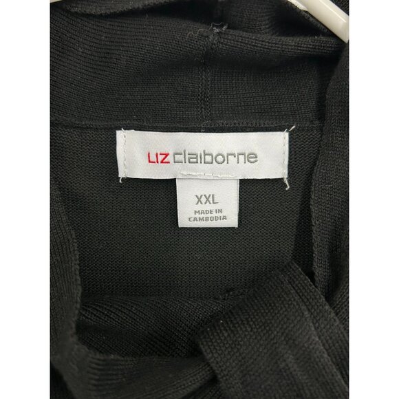 Liz Claiborne Womens Black Knit Sweater With Lace Sleeves & Tie Neck XXL-NWT - Picture 3 of 11